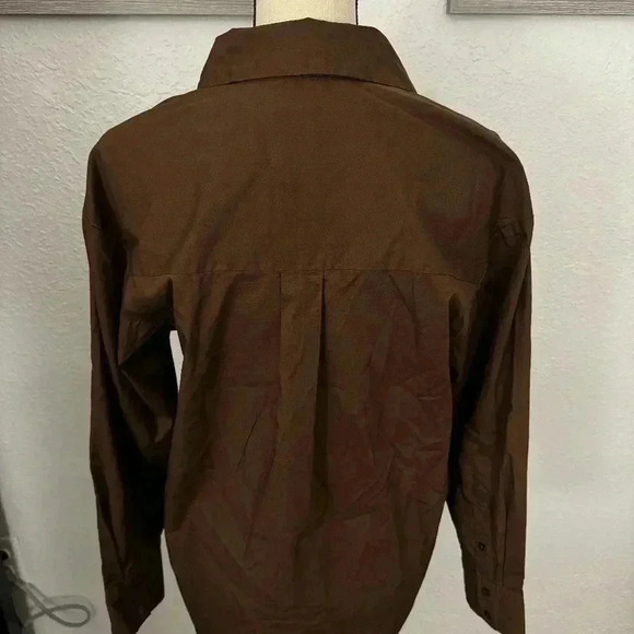 Abercrombie & Fitch Button Front Oversized Shirt Brown - Picture 4 of 6